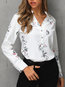 Standard Slim Office Polyester Pattern Blouse (Style V300026)