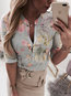 Stand Collar Slim Party Floral Pattern Blouse (Style V300029)