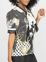 Standard Slim Floral Polyester Pattern Blouse (Style V300037)