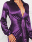 Bodycon Deep V Neck Solid Color Ruffle Polyester Bodycon Dresses (Style V300055)