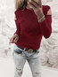 Round Neck Standard Slim Date Night Cotton Blends Blouse (Style V300087)
