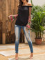 Off The Shoulder Slim Date Night Plants Pattern T Shirt (Style V300118)