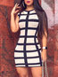Party Bodycon Plaid Pattern Polyester Mini Dresses (Style V300158)