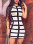 Party Bodycon Plaid Pattern Polyester Mini Dresses (Style V300158)