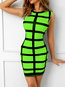 Party Bodycon Plaid Pattern Polyester Mini Dresses (Style V300158)