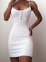 Party Bodycon Spaghetti Strap Solid Color Knitted Mini Dresses (Style V300169)