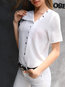 Short Slim Fashion Plain Polyester Blouse (Style V300178)