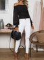 Off The Shoulder Short Slim Date Night Polyester Blouse (Style V300203)