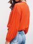 Round Neck Short Date Night Polyester Button Blouse (Style V300302)