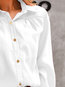 Shirt Collar Loose Elegant Plain Polyester Blouse (Style V300313)