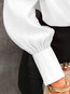 Shirt Collar Loose Elegant Plain Polyester Blouse (Style V300313)