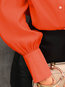 Shirt Collar Loose Elegant Plain Polyester Blouse (Style V300313)