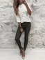 Standard Straight Plain Dacron Button Blouse (Style V300334)