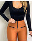 Round Neck Standard Skinny Plain Polyester Blouse (Style V300354)