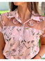 Shirt Collar Standard Loose Elegant Floral Blouse (Style V300365)