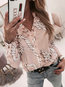 V-neck Standard Elegant Dacron Pattern Blouse (Style V300377)