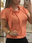 Standard Slim Elegant Plain Asymmetrical Blouse (Style V300385)