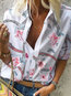 Loose Fashion Plants Polyester Pattern Blouse (Style V300480)