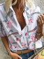 Loose Fashion Plants Polyester Pattern Blouse (Style V300480)