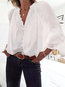 V-neck Standard Loose Plain Polyester Blouse (Style V300488)