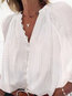 V-neck Standard Loose Plain Polyester Blouse (Style V300488)