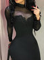 Party Bodycon Solid Color Lace Polyester Mini Dresses (Style V300492)