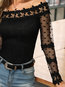 Off The Shoulder Skinny Sexy Polyester Lace T Shirt (Style V300500)