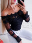 Off The Shoulder Skinny Sexy Polyester Lace T Shirt (Style V300500)
