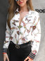 Shawl Collar Standard Loose Fashion Pattern Blouse (Style V300509)