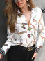 Shawl Collar Standard Loose Fashion Pattern Blouse (Style V300509)