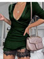 Date Night Wrap Solid Color Lace Polyester Mini Dresses (Style V300511)