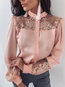 Stand Collar Standard Slim Date Night Polyester Blouse (Style V300523)