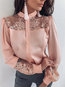 Stand Collar Standard Slim Date Night Polyester Blouse (Style V300523)