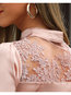 Stand Collar Standard Slim Date Night Polyester Blouse (Style V300523)