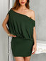 Party Wrap Off The Shoulder Solid Color Backless Mini Dresses (Style V300534)