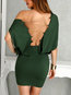 Party Wrap Off The Shoulder Solid Color Backless Mini Dresses (Style V300534)