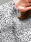 Stand Collar Loose Leopard Polyester Ruffle T Shirt (Style V300560)