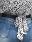 Stand Collar Loose Leopard Polyester Ruffle T Shirt (Style V300560)