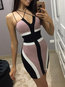 Party Bodycon V-neck Strappy Polyester Mini Dresses (Style V300592)