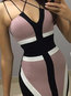 Party Bodycon V-neck Strappy Polyester Mini Dresses (Style V300592)