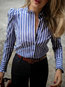 Slim Fashion Striped Polyester Pattern Blouse (Style V300593)