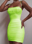 Party Bodycon Spaghetti Strap Solid Color Ruffle Mini Dresses (Style V300595)