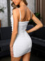 Party Bodycon Spaghetti Strap Solid Color Ruffle Mini Dresses (Style V300595)