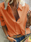 Shawl Collar Standard Loose Plain Polyester Blouse (Style V300602)