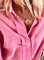 Shawl Collar Standard Loose Plain Polyester Blouse (Style V300602)