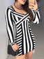 Date Night Boat Neck Striped Pattern Polyester Mini Dresses (Style V300642)