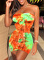 Date Night Tube Printed Pattern Polyester Mini Dresses (Style V300739)