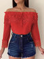Off The Shoulder Standard Straight Date Night Plain Blouse (Style V300803)