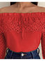 Off The Shoulder Standard Straight Date Night Plain Blouse (Style V300803)