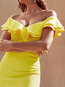 Party Bodycon Off The Shoulder Wavy Edge Polyester Bodycon Dresses (Style V300807)